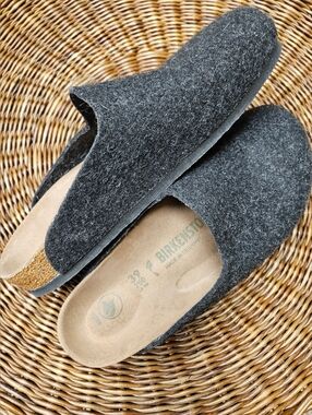 Birkenstock Amsterdam Vegan Wool Felt Clogs Size 39 Dark Gray
